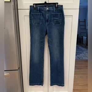 J. Crew Dark Blue Full Length Denim Boot Patch Pocket Women's Jeans, 30